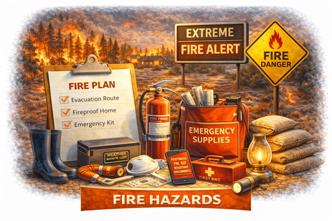 Emergency preparedness for fire hazards, have a plan be prepared to evacuate.
