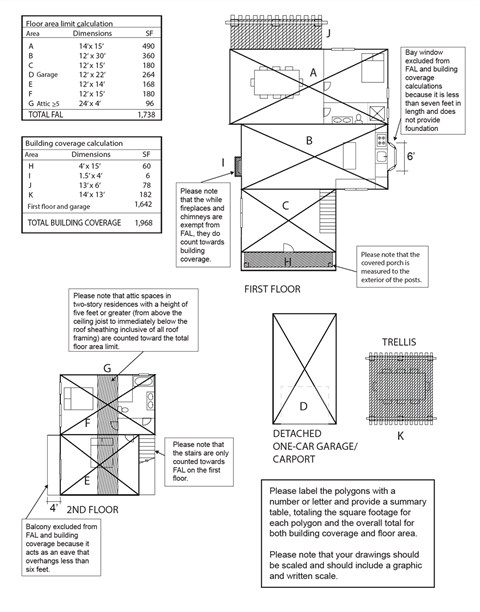 Example of Floor Area/Building Coverage Calculation Diagram