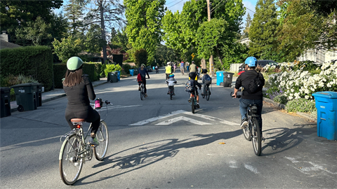 People riding bikes