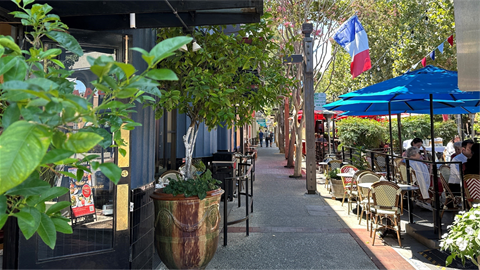 street with tables and chairs