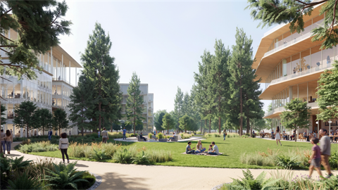 Computer Generated Image of Park with People