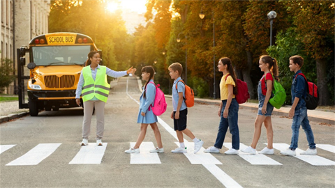 children crossing road
