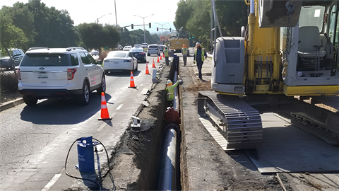 Water main replacement construction