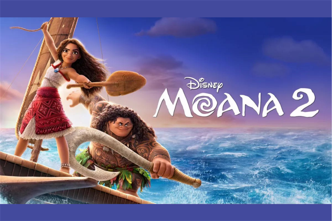 An image of Maui and Moana at sea